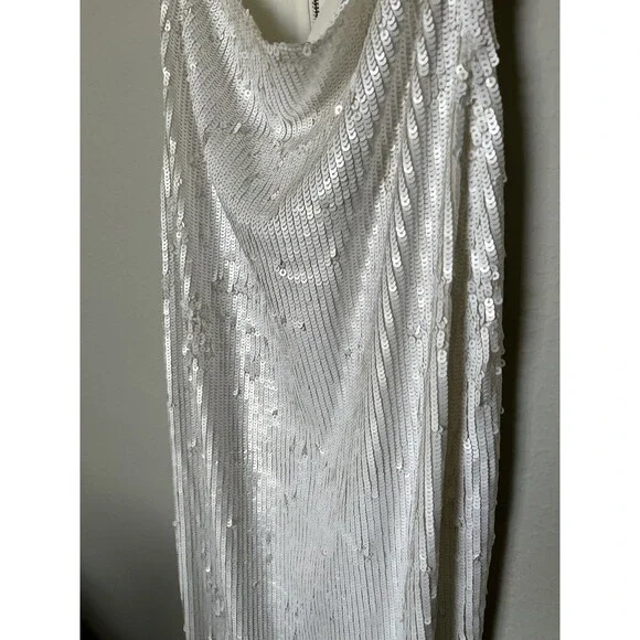NEW Alice + Olivia Valli Cut Out Cami Maxi Dress White Sequins Size 6 Wedding - Picture 4 of 12